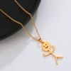 Hollowed-out four-leaf clover pendant necklace, collarbone chain, stud earrings, stainless steel seven-color chain wholesale 15 Specification image